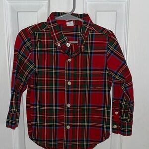 GAP Red and Green Plaid Kids Button Down Shirt